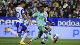 Vinicius durante el Zaragoza-Real Madrid. (AFP)