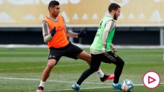 Hazard durante el entrenamiento con el Real Madrid. (realmadrid.com)