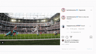 Publicación de Karim Benzema con el Me gusta de Kylian Mbappé
