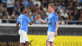 Sterling y De Bruyne, durante un partido con el Manchester City (AFP)
