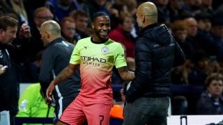 Sterling y Guardiola, en un partido del Manchester City. (Getty)