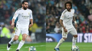 Carvajal y Marcelo durante el Clásico ante el FC Barcelona (Getty).