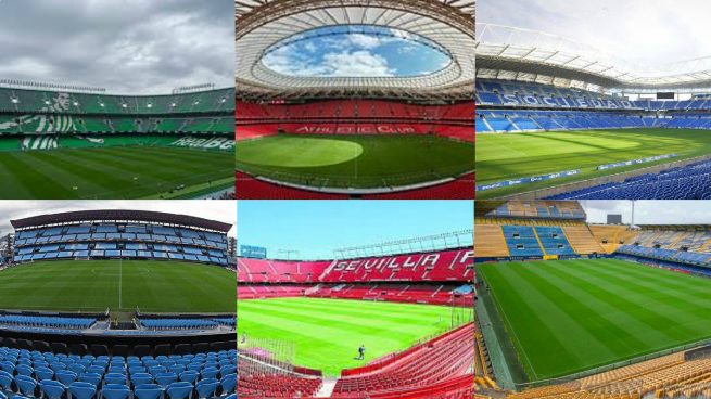 Villamarín, San Mamés, Anoeta, Balaídos, Pizjuán y La Cerámica son los estadios en los que se jugará la Liga (Getty).