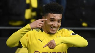 Jadon Sancho, celebra un gol con el Dortmund (AFP).