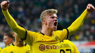 Haaland celebra un gol con el Borussia Dortmund. (AFP)