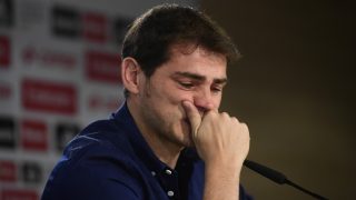 Iker Casillas durante la rueda de prensa de despedida del Real Madrid. (AFP)