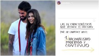 Isco, Sara Sálamo y el post que ha compartido.