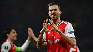 Ceballos celebra un gol con el Arsenal. (AFP)
