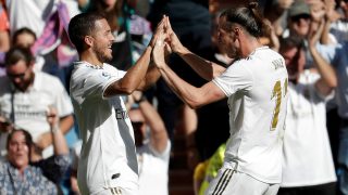 Bale y Hazard celebran un gol con el Real Madrid. (Getty)