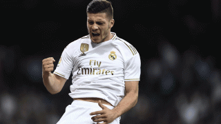 Jovic, tras marcar un gol con el Real Madrid (AFP)