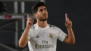 Marco Asensio tras su gol ante el Valencia. (Getty)