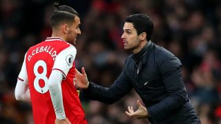 Ceballos y Arteta, en un partido del Arsenal. (Getty)