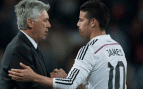 Ancelotti y James, durante la temporada 14/15 en el Real Madrid (Getty)