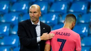 Zidane y Hazard, tras ser sustituido ante el City (AFP).