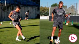 Dani Ceballos y Martin Odegaard, las caras nuevas en el primer entrenamiento del Real Madrid. (realmadrid.com)