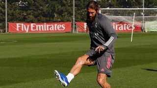 Sergio Ramos, durante un entrenamiento. (Realmadrid.com)
