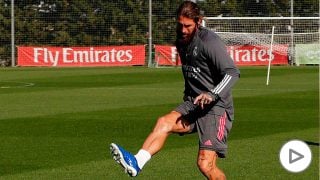 Sergio Ramos, durante un entrenamiento. (Realmadrid.com)