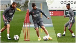 Ramos, Asensio y Vinicius, entrenando individualmente.