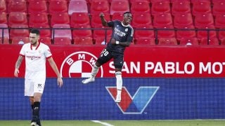 Vinicius celebra el gol al Sevilla. (Getty)