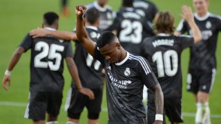 Vinicius celebra su gol al Sevilla. (AFP)