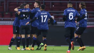 Los jugadores del Atalanta celebran un gol en la Champions. (AFP)