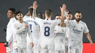 Los jugadores del Real Madrid celebran un gol ante el Granada (AFP).