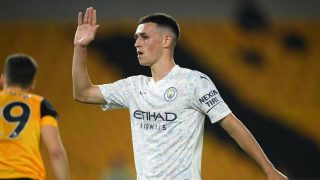 Phil Foden, durante un encuentro con el Manchester City. (Getty)