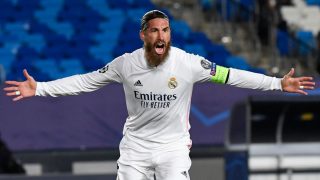 Sergio Ramos, tras marcar un gol en Champions (AFP)