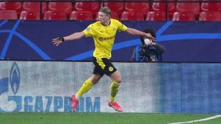 Erling Haaland celebra un gol ante el Sevilla. (Getty)