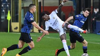 Vinicius, durante el partido ante el Atalanta (AFP).