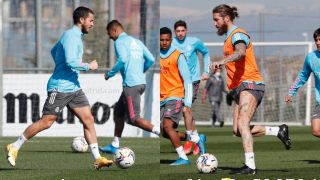 Hazard y Ramos, en el entrenamiento. (RealMadrid)
