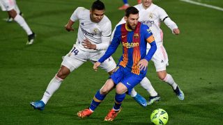 Messi, durante el partido entre el Barcelona y el Real Madrid (AFP)