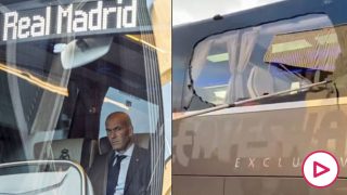 El autobús del Real Madrid, apedreado camino de Anfield Road.