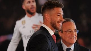 Florentino Pérez y Sergio Ramos. (Getty)