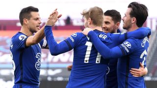 Los jugadores del Chelsea celebran un gol de Werner al West Ham. (Getty)