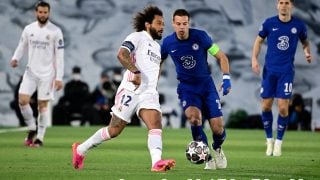 Marcelo, en el partido ante el Chelsea. (AFP)