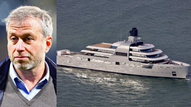 Abramovich y su megayate en construcción.