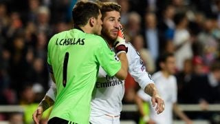 Iker Casillas y Sergio Ramos durante la final de Champions 2014 en Lisboa. (AFP)