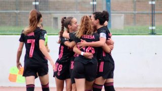 Las jugadoras del Real Madrid Femenino celebran un tanto. (@realmadridfem)