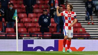 Modric celebra un gol con Croacia. (Getty)