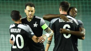 Los jugadores del Sheriff celebran su victoria en el primer partido de Champions League (AFP)