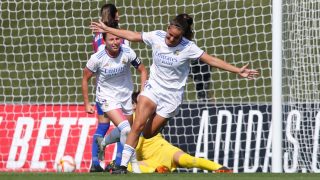 Rocío celebra el gol de la victoria ente el Eibar (Realmadrid.com).