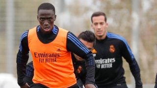 Mendy, en un entrenamiento con el Real Madrid.