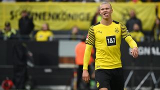 Erling Haaland durante un partido con el Borussia Dortmund. (AFP)
