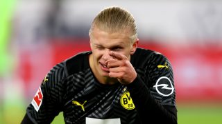 Halaand celebra un gol con el Dortmund. (Getty)