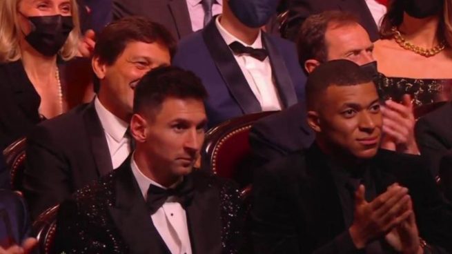 Butragueño, Messi y Mbappé, en la gala del Balón de Oro.