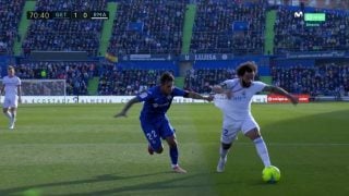 El claro agarrón de Damián a Marcelo. (Movistar)