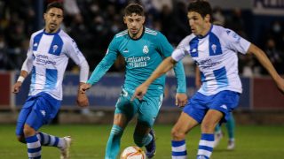 Valverde, durante el Alcoyano – Real Madrid. (AFP)
