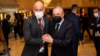 Florentino Pérez, junto con el presidente del Athletic, Aitor Elizegi. (RFEF)