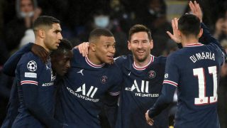 Los jugadores del PSG celebran un gol en la Liga francesa. (AFP)